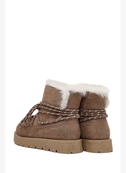 Kadın Vizon Bağcıklı Kalın Tabanlı Süet Teddy Bot 25WFE402310 - Görsel 7