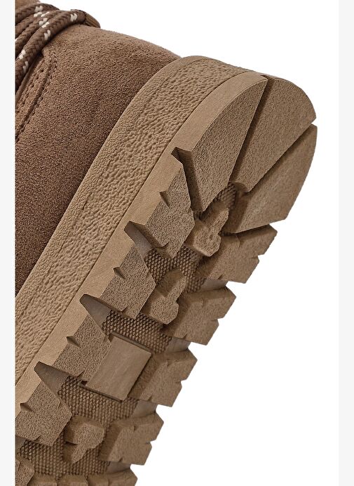 Kadın Vizon Bağcıklı Kalın Tabanlı Süet Teddy Bot 25WFE402310 - Görsel 9