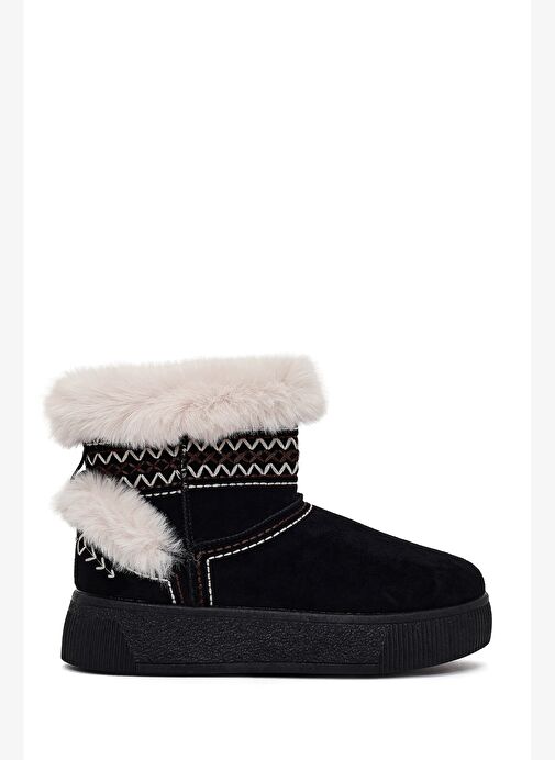 Kadın Siyah Kalın Tabanlı Süet Teddy Bot 25WFE402410 - Görsel 2