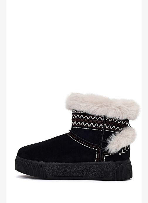 Kadın Siyah Kalın Tabanlı Süet Teddy Bot 25WFE402410 - Görsel 3