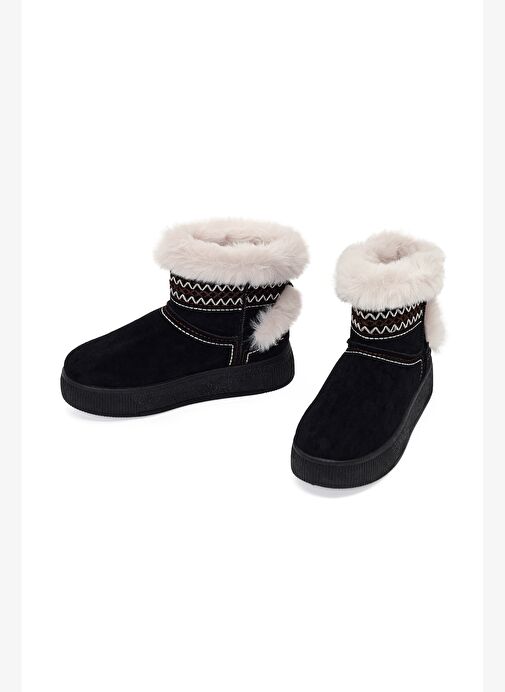 Kadın Siyah Kalın Tabanlı Süet Teddy Bot 25WFE402410 - Görsel 4