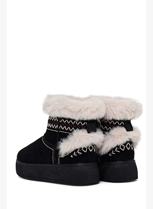 Kadın Siyah Kalın Tabanlı Süet Teddy Bot 25WFE402410 - Görsel 7