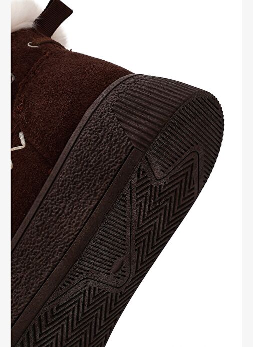 Kadın Kahverengi Kalın Tabanlı Püsküllü Süet Teddy Bot 25WFE402510 - Görsel 9