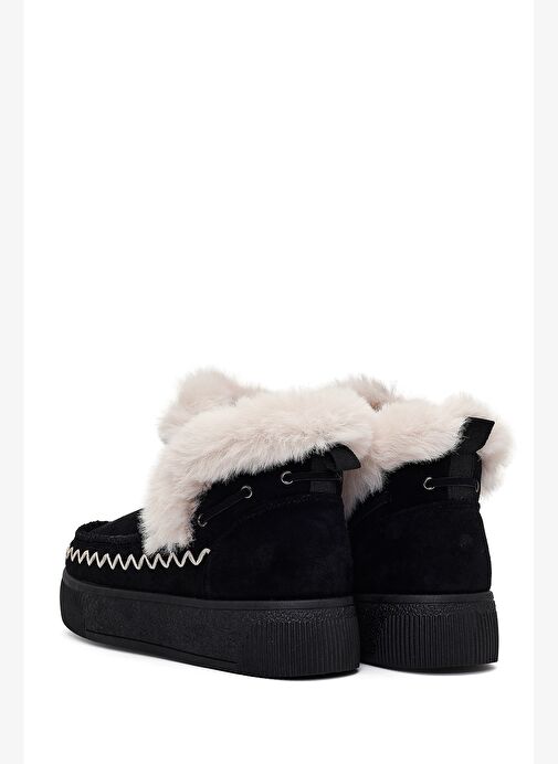 Kadın Siyah Kalın Tabanlı Püsküllü Süet Teddy Bot 25WFE402510 - Görsel 7