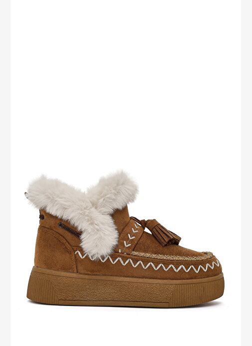 Kadın Taba Kalın Tabanlı Püsküllü Süet Teddy Bot 25WFE402510 - Görsel 2