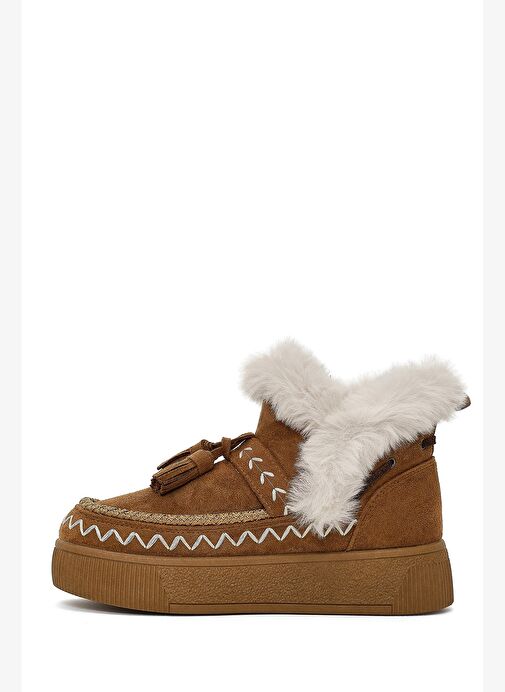 Kadın Taba Kalın Tabanlı Püsküllü Süet Teddy Bot 25WFE402510 - Görsel 3