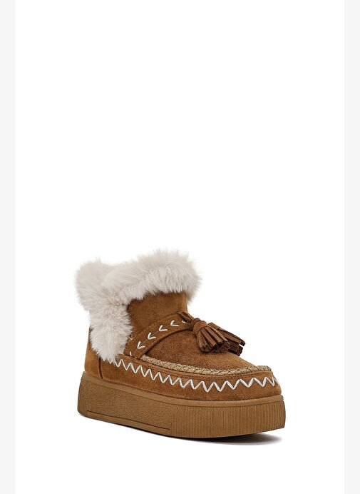 Kadın Taba Kalın Tabanlı Püsküllü Süet Teddy Bot 25WFE402510 - Görsel 8