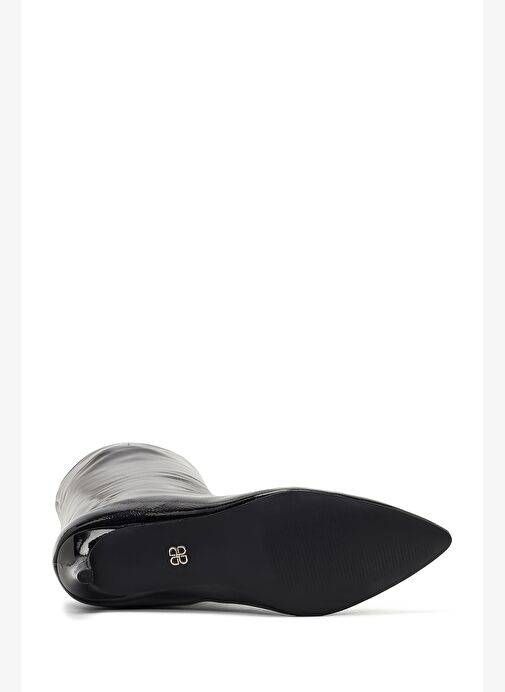 Kadın Siyah Kısa İnce Topuklu Rugan Çizme 25WFE481416 - Görsel 7