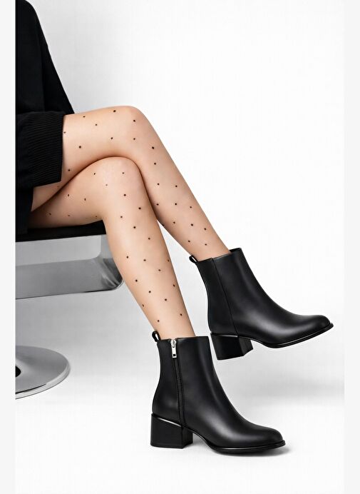 Derimod Derimod Kadın Siyah Fermuarlı Kısa Topuklu Bot 25WFE494718 Boyner'de! Siyah - 3. görsel