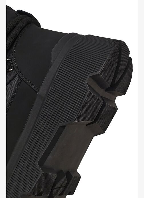 Kadın Siyah Bağcıklı Kalın Tabanlı Bot 25WFE494814 - Görsel 9