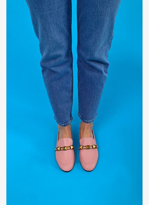 Kalina Gerçek Deri Kadın Loafer Ayakkabı Pudra - Görsel 3
