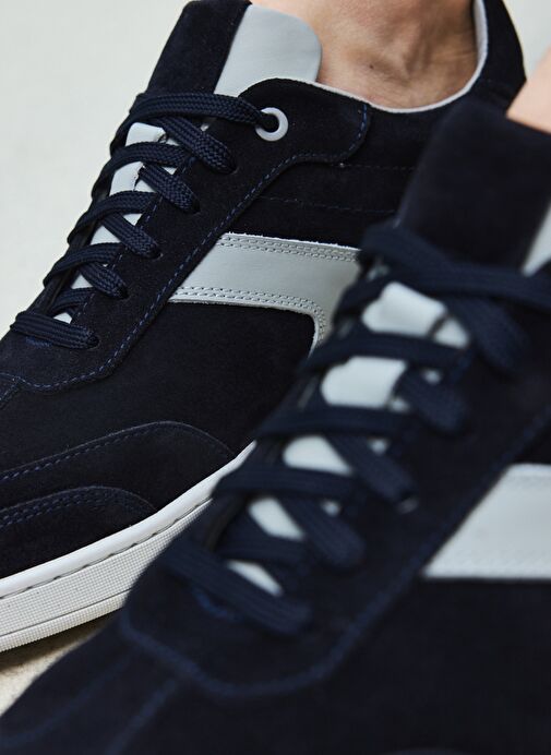 Ziya, Erkek Hakiki Deri Sneaker 151983ZX30 Lacivert - Görsel 4