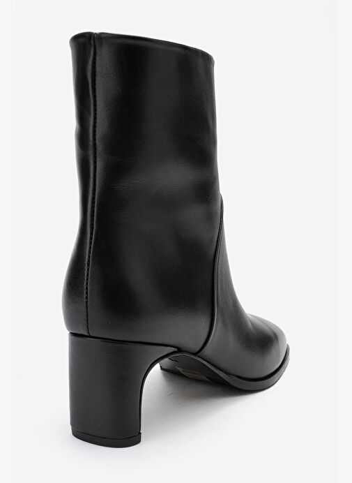 NORDY Siyah Cilt Hakiki Deri Kadın Blok Topuklu Bot - Görsel 6