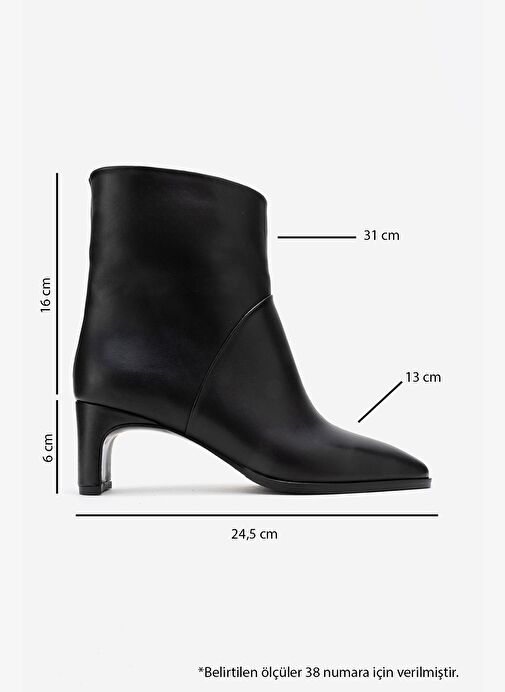 NORDY Siyah Cilt Hakiki Deri Kadın Blok Topuklu Bot - Görsel 7