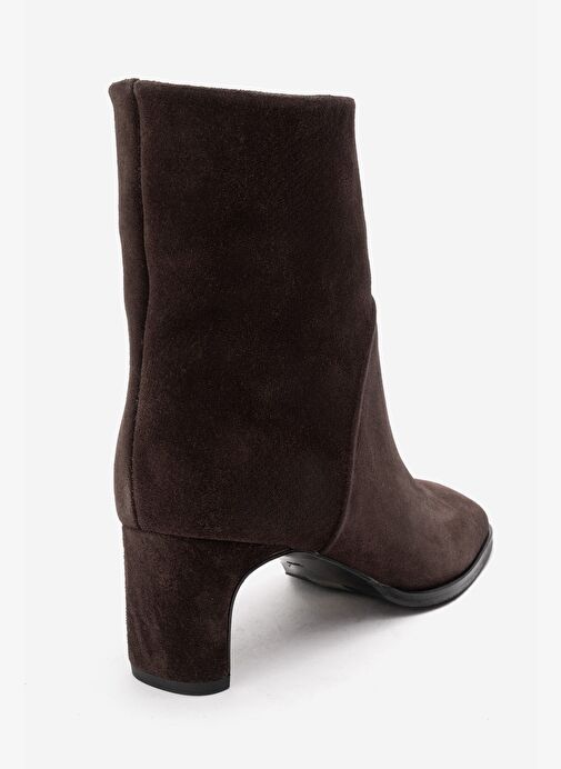 NORDY Kahverengi Süet Hakiki Deri Kadın Blok Topuklu Bot - Görsel 6
