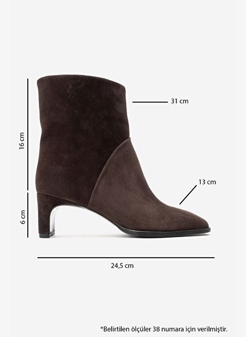 NORDY Kahverengi Süet Hakiki Deri Kadın Blok Topuklu Bot - Görsel 7