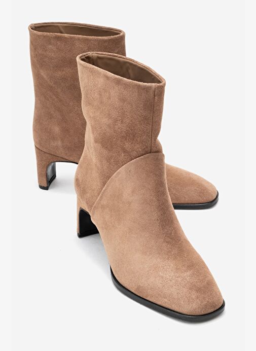 NORDY Toprak Süet Hakiki Deri Kadın Blok Topuklu Bot - Görsel 2