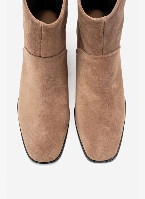 NORDY Toprak Süet Hakiki Deri Kadın Blok Topuklu Bot - Görsel 3