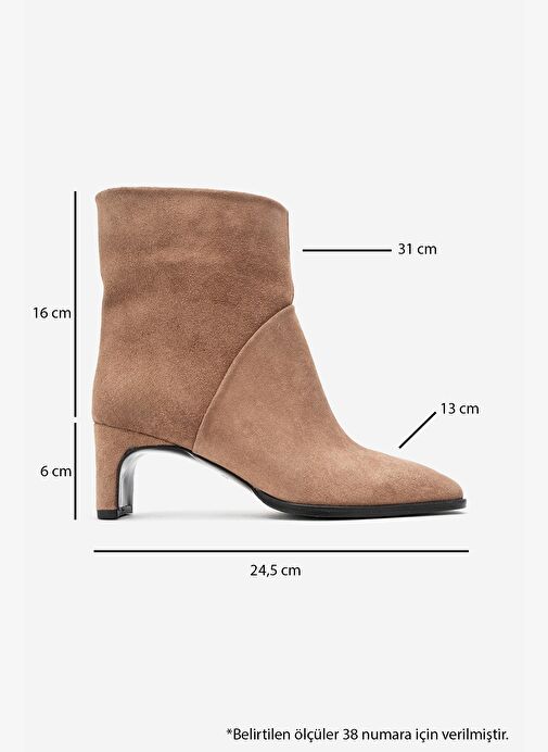 NORDY Toprak Süet Hakiki Deri Kadın Blok Topuklu Bot - Görsel 7