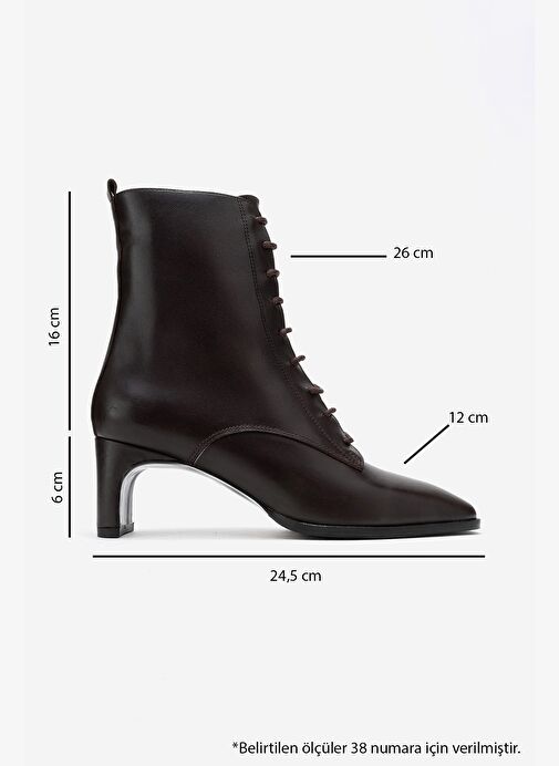 SUDY Kahverengi Cilt Hakiki Deri Bağcıklı Kadın Blok Topuklu Bot - Görsel 7