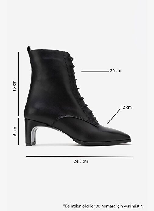 SUDY Siyah Cilt Hakiki Deri Bağcıklı Kadın Blok Topuklu Bot - Görsel 7