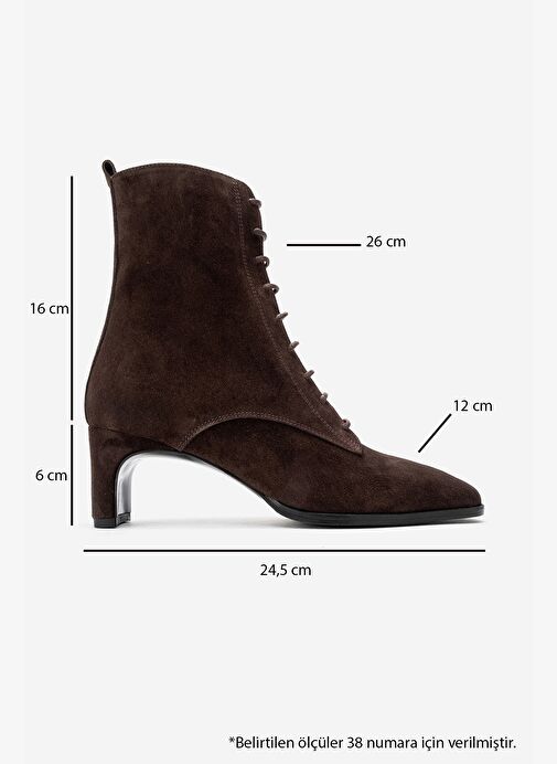 SUDY Kahverengi Süet Hakiki Deri Bağcıklı Kadın Blok Topuklu Bot - Görsel 7