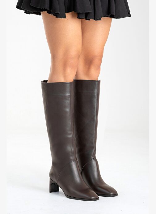 Luvi Shoes Luvi Shoes TALY Kahverengi Cilt Hakiki Deri Kadın Blok Topuklu Çizme Bot | Boyner Kahverengi - 5. görsel