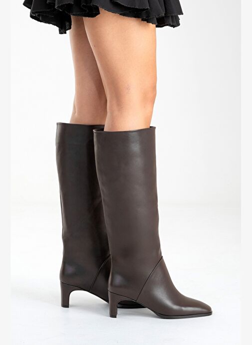 Luvi Shoes Luvi Shoes TALY Kahverengi Cilt Hakiki Deri Kadın Blok Topuklu Çizme Bot | Boyner Kahverengi - 6. görsel