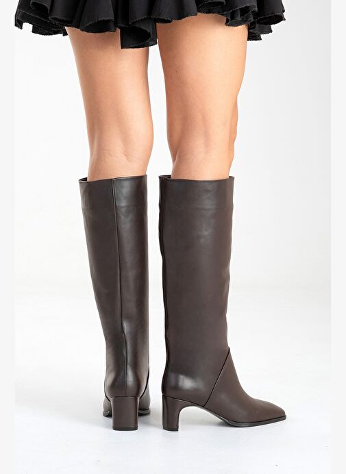 Luvi Shoes Luvi Shoes TALY Kahverengi Cilt Hakiki Deri Kadın Blok Topuklu Çizme Bot | Boyner Kahverengi - 7. görsel