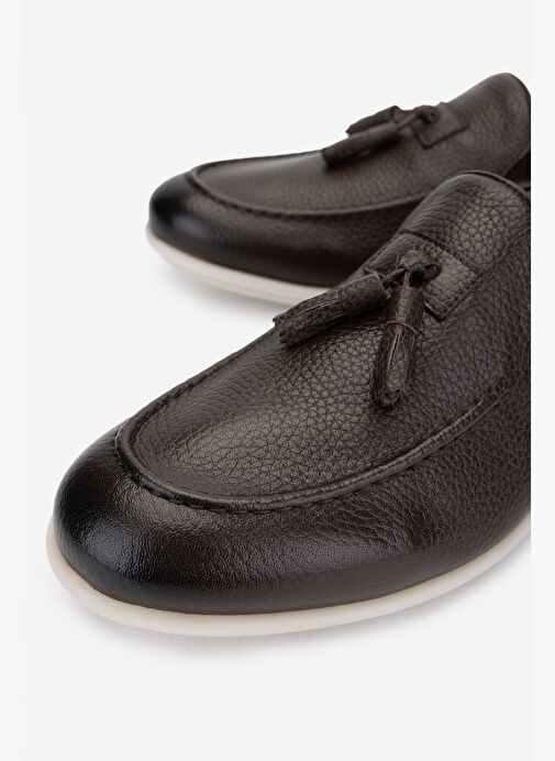 Valmenti Erkek Hakiki Deri Kahverengi Loafer Ayakkabı - Görsel 4