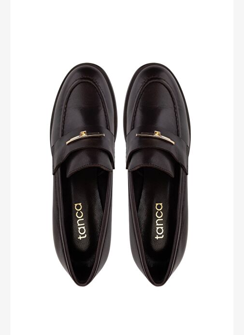 Tamer Tanca Kadın Hakiki Deri Kahverengi Loafer Ayakkabı - Görsel 6