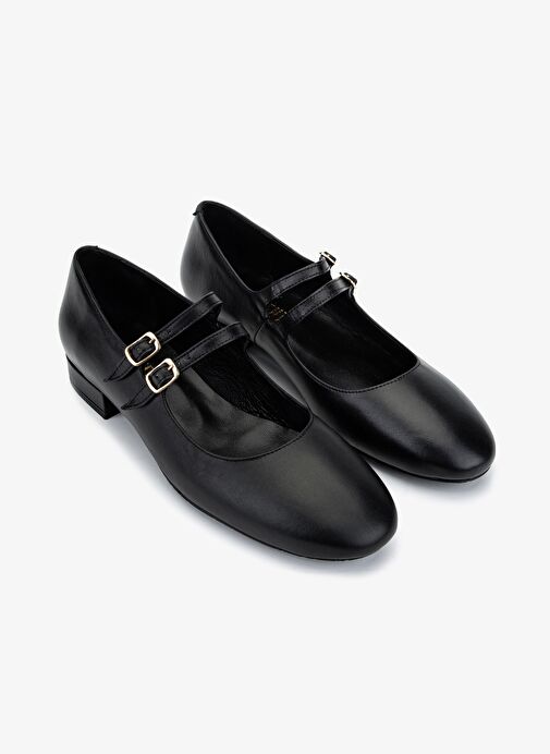 Valmenti Kadın Hakiki Deri Siyah Babet Ayakkabı - Görsel 3