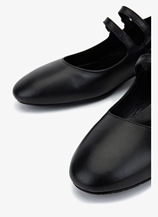 Valmenti Kadın Hakiki Deri Siyah Babet Ayakkabı - Görsel 4