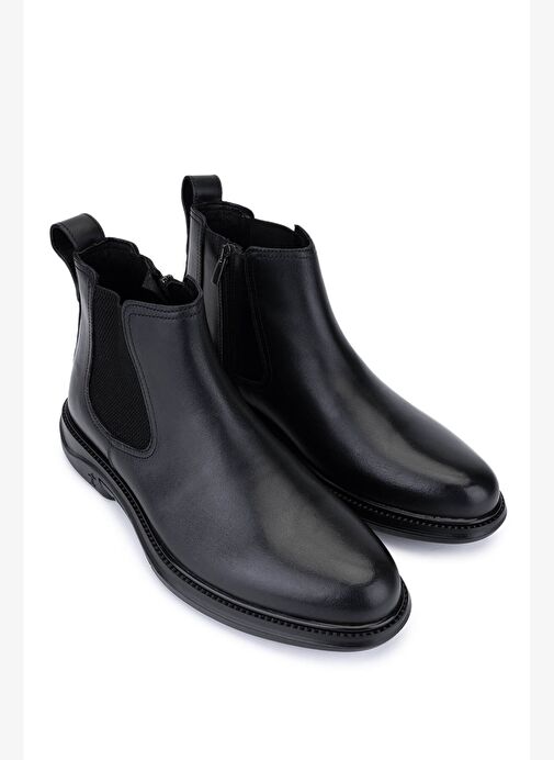 Tamer Tanca Erkek Hakiki Deri Siyah Klasik Bot - Görsel 3