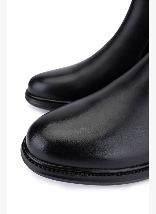 Tamer Tanca Erkek Hakiki Deri Siyah Klasik Bot - Görsel 4