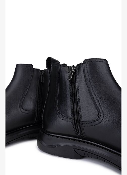 Tamer Tanca Erkek Hakiki Deri Siyah Klasik Bot - Görsel 6