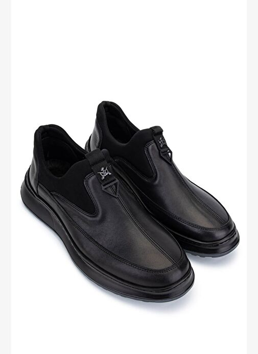 Tamer Tanca Erkek Hakiki Deri Siyah Casual Ayakkabı - Görsel 3