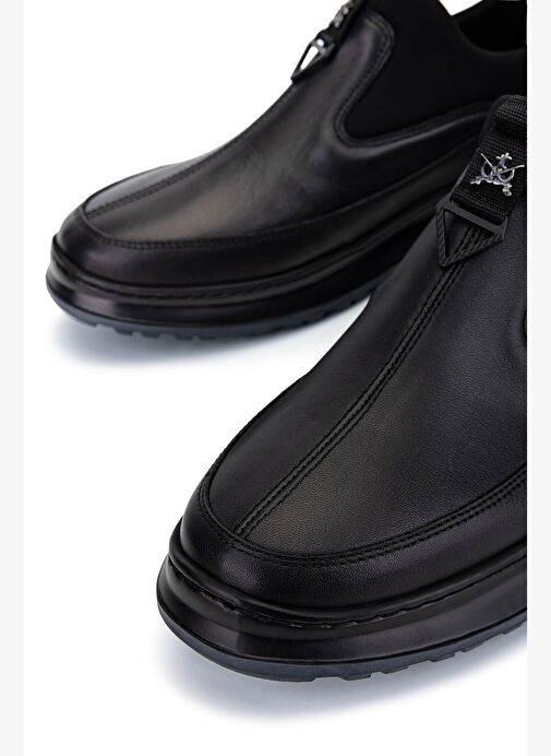 Tamer Tanca Erkek Hakiki Deri Siyah Casual Ayakkabı - Görsel 5