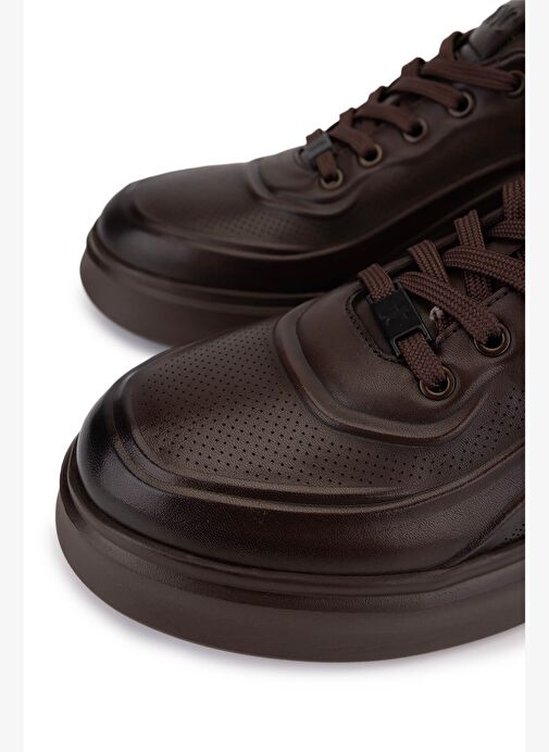 Tamer Tanca Erkek Hakiki Deri Kahverengi Sneakers & Spor Ayakkabı - Görsel 4