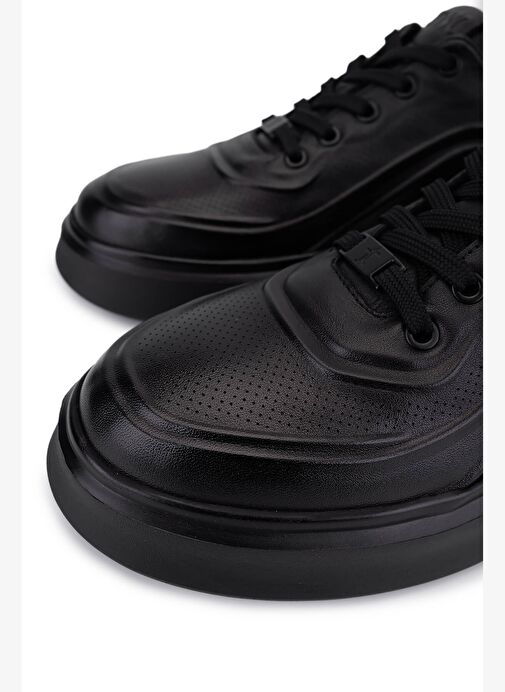 Tamer Tanca Erkek Hakiki Deri Siyah Deri Sneakers & Spor Ayakkabı - Görsel 4