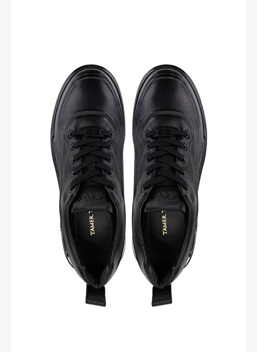 Tamer Tanca Erkek Hakiki Deri Siyah Deri Sneakers & Spor Ayakkabı - Görsel 6