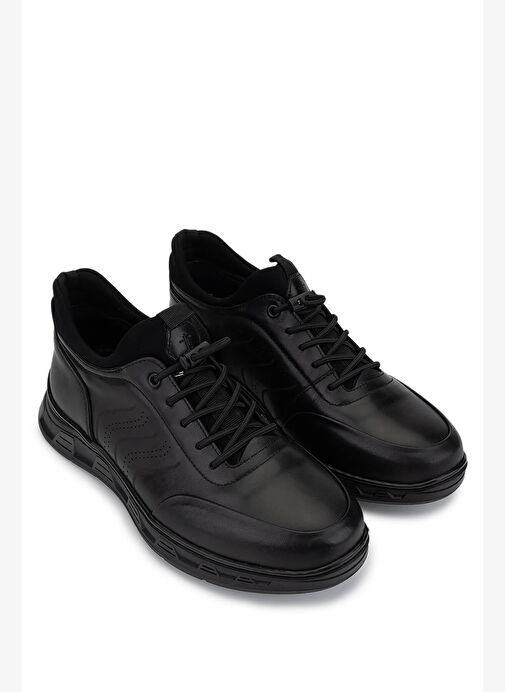 Tamer Tanca Erkek Hakiki Deri Siyah Casual Ayakkabı - Görsel 3