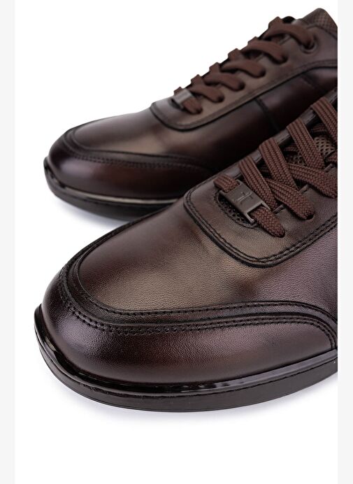 Tamer Tanca Erkek Hakiki Deri Kahverengi Casual Ayakkabı - Görsel 4