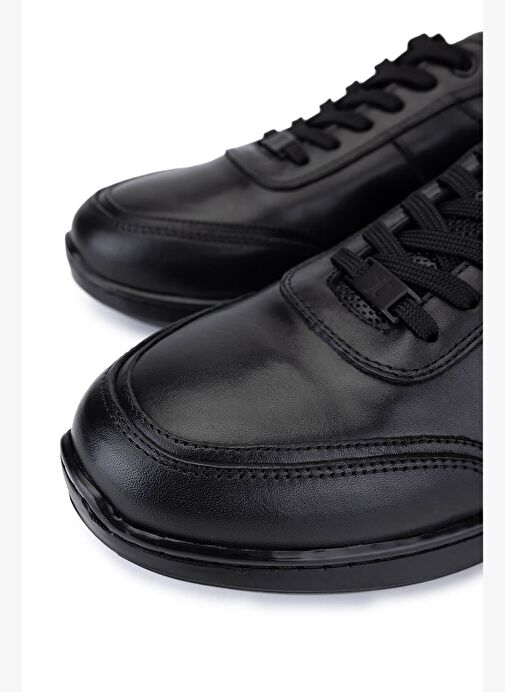 Tamer Tanca Erkek Hakiki Deri Siyah Casual Ayakkabı - Görsel 4