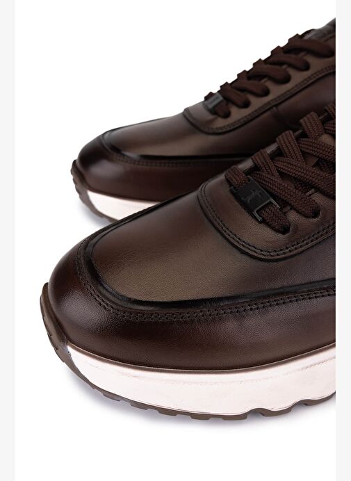 Tamer Tanca Erkek Hakiki Deri Kahverengi Sneakers & Spor Ayakkabı - Görsel 4