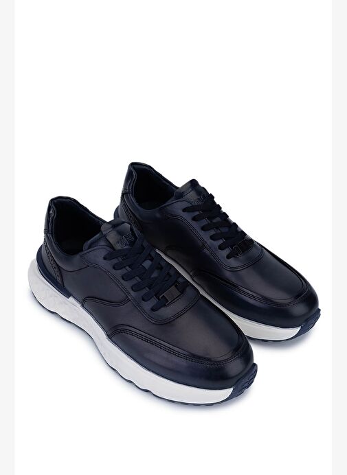 Tamer Tanca Erkek Hakiki Deri Lacivert Sneakers & Spor Ayakkabı - Görsel 3