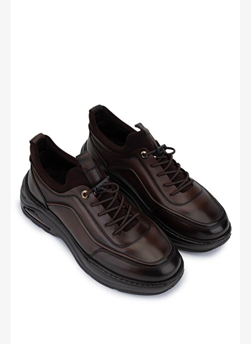 Tamer Tanca Erkek Hakiki Deri Kahve Sneakers & Spor Ayakkabı - Görsel 3