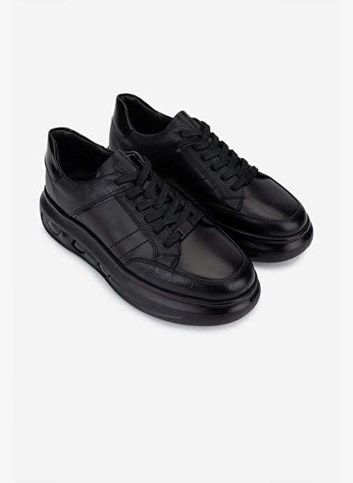 Valmenti Erkek Hakiki Deri Siyah Sneakers & Spor Ayakkabı - Görsel 3