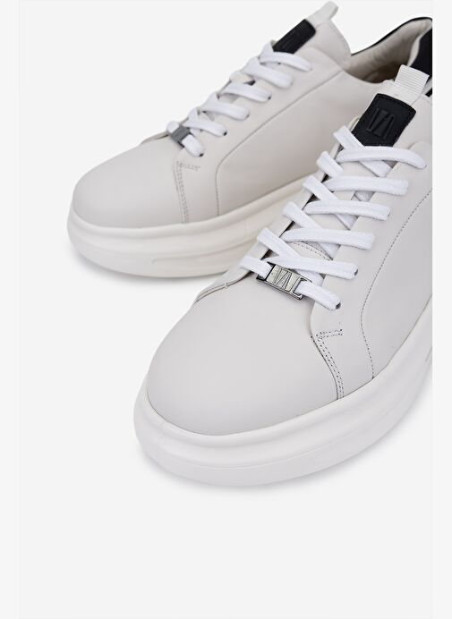 Valmenti Erkek Hakiki Deri Kırık Beyaz Sneakers & Spor Ayakkabı - Görsel 4
