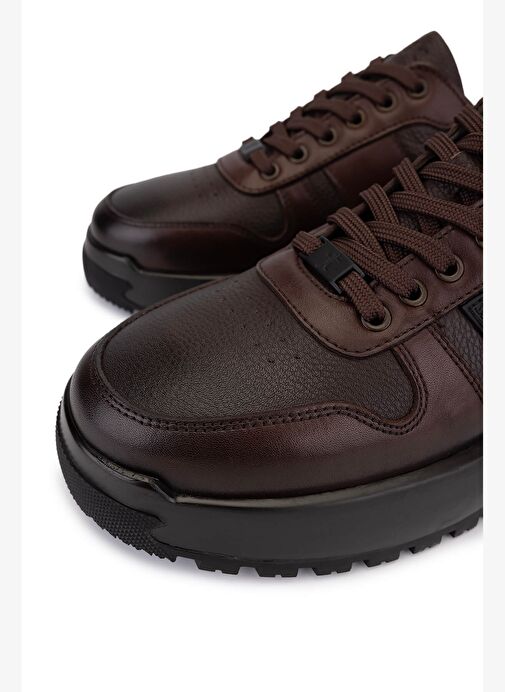 Tamer Tanca Erkek Hakiki Deri Kahverengi Sneakers & Spor Ayakkabı - Görsel 4